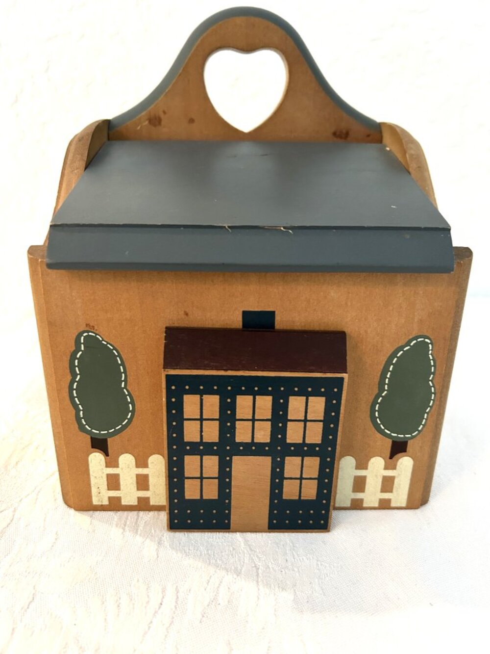 Vintage Country Cottage Wood Salt Box